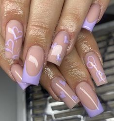 Purple Nails With J Initial, Purple Nails Acrylic With Initial, 13 Teen Year Old Nails, Short Acrylic Nails For 13th Birthday, Nails 11-12, Bday Nails Ideas Coffin Medium, Nail Inspo For 13 Yo, Nails For 13 Year Girl, Cute Nail Designs Purple