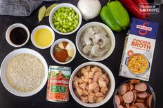 the ingredients are laid out in bowls on the table