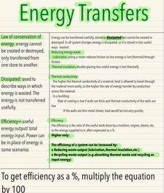 an energy transfer poster with the words energy transfer on it and below it are some information about how to get efficiency as %, multi -