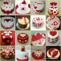 there are many different cakes that have hearts on them