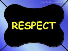 a sign that says respect with the word respect in yellow letters on a blue background