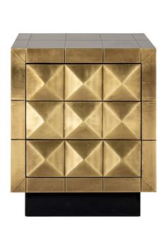 Gold Faceted Cabinet | OROA Collada | Dutchfurniture.com Art Deco Theme, 3 Drawer Nightstand, Brass Wood, Table Cafe, Richmond Interiors, Chandelier Floor Lamp, Bedside Cabinet, Table Bar, Drawer Nightstand