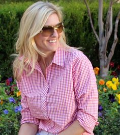 Classic Gingham Shirt For Fall, Classic Plaid Shirt For Spring, Fall Gingham Shirt With Buttons, Preppy Gingham Button-up Shirt, Embroidered Horse, Gingham Fashion, Women's Button Down Shirt, Lucky Girl, Gingham Check