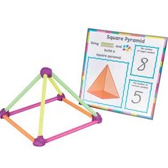 the square pyramid and its matching numbers are shown in front of an activity kit for children