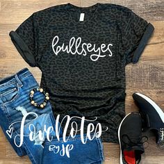 Bullseyes Custom Handwritten School or Town on Black Leopard - Etsy Softball Team Shirt, Tee Design Print, Team Spirit Shirts, School Spirit Shirts, Leopard Shirt, Dance Shirts, Spirit Shirts, Black Leopard Print, Fan Shirts