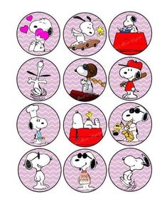 some cartoon characters are depicted in this set of sticker images for the peanuts gang