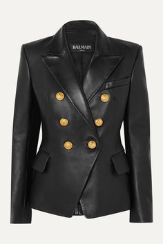 Balmain Pants, Leather Blazer Women, Balmain Jacket, Balmain Clothing, Blazer Jackets For Women, Black Blazers, Double Breasted Suit Jacket