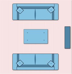 the blue couch is cut out and placed next to each other