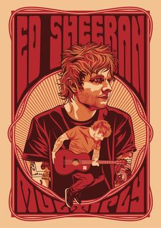 a man holding a baby in his arms with the words ed sheern on it