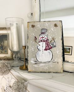 Snowman Art, Painted Slate, Snowman Sign, Slate Signs, Christmas Signs Wood, Art Christmas, Nov 6, Christmas Signs, Door Hanger