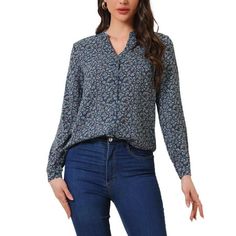 This floral-printed blouse will see you through the season in style. With a button front and classic collar styling, wear yours loose over jeans or tucked into wide-leg culottes for a versatile look. Perfect to wear with jeans and capris. Suit for Office, Shopping, Sightseeing, Dating, Vacation, Party, Holiday, Weekend, etc. Body size chart shows fitting size, please check your measurements to make sure the item fits before ordering. Garment Measurement Size Chart (in inches) Size----Chest Girth Front Twist Top, Tunic Tops Casual, Twist Top, Holiday Weekend, Long Sleeve Tunic, Body Size, Floral Blouse, Floral Printed, Printed Blouse