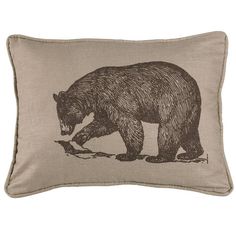 Printed Walking Bear Oblong Accent Pillow Pillow Lodge Bedding, Full Comforter Sets, Rustic Quilts, Western Bedding, Mountain Quilts, Twin Comforter Sets, Yellow Throw Pillows, Bear Pillow, Rustic Bedding