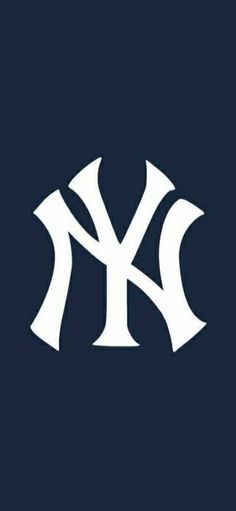 the new york yankees logo on a dark blue iphone wallpaper, with white lettering