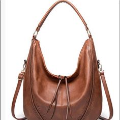 Large Brown (Faux) Leather Hobo Purse/Bag Crossbody Strap - Brand New With Tags! Brand - Jellyyoo Color Is A Nice Tannish Brown Faux Leather. This Purse Is Super Cute And Big Enough! Excellent Brand New Condition. This Is A Great Deal! Great Size - 12” X 18” Extra (Faux) Leather Strap Included! Faux Leather Hobo Bag With Handles For Errands, Brown Clothing, Handbags Large, Large Hobo Bag, Hobo Crossbody Bag, Faux Leather Handbag, Vegan Leather Tote, Link Click, Handbags Casual