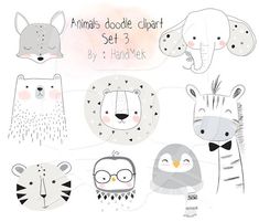 an animal doodle clipart set 2 by handmeck on devisy com