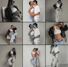 many different pictures of people posing with each other