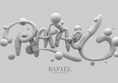 the word raaeel is made up of small figures