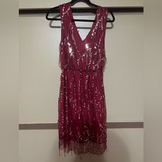 Brand New Sequin Red Dress. Never Worn, Still Has Tags. Perfect Condition Sleeveless Midi Dress For Holiday Party In Spring, Burgundy Sleeveless Holiday Dress, Sleeveless Burgundy Holiday Dress, Red Sequined Party Midi Dress, Holiday Red Sleeveless Midi Dress, Red Sequin Dress For Spring, Glamorous Red Knee-length Dress, Red Sequined Dresses For Spring, Red Sequined Mini Dress For Spring