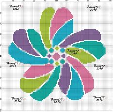 a cross stitch pattern with different colors and numbers on the bottom half of it, which is