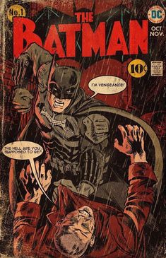 the cover to batman comics, with an image of a man in red and black