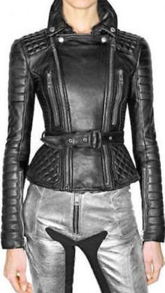 Item Specific Material : Lambskin Leather Color : Black  Size : XXS/XS/S/M/L/XL/2XL/3XL/4XL/5XL (All Sizes available) Department: Women & Girls Style: Biker Fabric Type: Leather Outer Shell Material: Leather Theme: Motorcycle, Biker  Pattern: Solid Season : Winter, Spring, Fall Best Gift For Her : ) Occasion: Club & Party Wear, Gift for Halloween, Birthday Gift For Her, Surprise Gift, Anniversary Gift, Personalized Gift, Gift for Father, Gift For Husband, Special Occasional Gift For Her, Surpris Elegant Biker Jacket For Winter, Designer Fitted Leather Jacket With Long Sleeves, Luxury Fitted Biker Jacket For Winter, Designer Fall Biker Jacket With Pockets, Designer Biker Jacket With Long Sleeves For Spring, Designer Outerwear With Pockets, Designer Winter Biker Jacket With Long Sleeves, Designer Long Sleeve Biker Jacket For Winter, Designer Fitted Outerwear For Fall