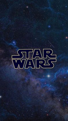 the star wars logo in front of a galaxy background