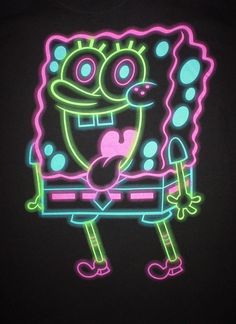 a neon t - shirt with an image of spongebob on it