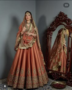 Peach Clothes, Lehenga Designs Simple, Traditional Indian Outfits, Bridal Dress Fashion