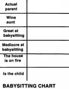 the babysitting chart is shown in black and white