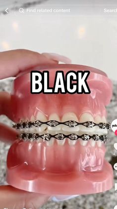 Braces For Brown Skin, Black Braces Color, Black Power Chain Braces, Pretty Braces, Perfect Teeth Braces, Brace Colors, Purple Braces, Power Chain Braces, Braces Colours