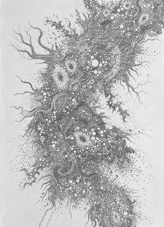 an ink drawing with many small dots on it