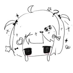 a drawing of a girl with glasses and stars on her head