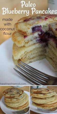 blueberry pancakes are made with coconut flour