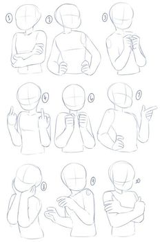 how to draw an anime character with different poses and head shapes, from the side view