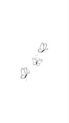 three butterflies flying in the sky with one being drawn to look like it is coming out of