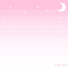 a pink and white background with stars and moon in the sky, as if it were pixel art