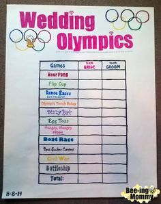 a sign that says wedding olympics on it