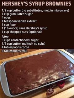 there is a chocolate cake in the pan and instructions on how to bake it