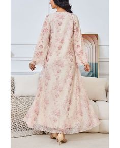 Get 10% off now! Buy pink floral prints vneck women muslim wedding guest dress at cheap price online. Free stable shipping and pro custom service since 2009. V-neck Floral Print Dress For Eid, Pink V-neck Dress For Mother Of The Bride, Floral Print V-neck Dress For Eid, Modest V-neck Pink Dress, Pink Modest V-neck Dress, Floral Print Dress For Wedding And Eid, Feminine Pink Dress For Eid, Pink Feminine Dress For Eid, Morocco Kaftan