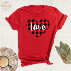 Valentines Day Buffalo Plaid Heart Love Cute Shirt, Wedding Anniversary Couple Tshirt, Love Buffalo Plaid Woman Outfit, Birthday Heart Tee. Welcome to BestMomentTees! Step into a world of comfort and style with our handmade shirts from the renowned Bella Canvas brand. The solid colors are 100% pure cotton, while the delightful heather colors are a charming blend of 52% cotton and 48% polyester. 🍃 Each shirt is a true labor of love, meticulously created using the innovative DTF printing method. Creative Vibes, Birthday Heart, Anniversary Couple, Outfit Birthday, Woman Outfit, Initial Design, Handmade Shirts, Heart Tee, Dtf Printing