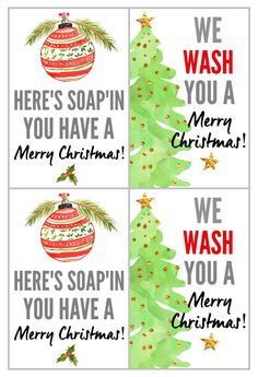 four christmas cards with the words, we wash you a merry christmas