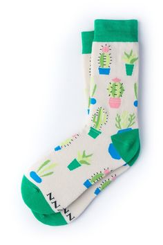 Succy Sock Women's Sock by Alynn -  Beige Carded Cotton Cactus Socks, Odd Socks, Silly Socks, Cactus Succulents, Succulent Gifts, Garden Party Dress, Women's Socks, Women Socks, Fashion Victim