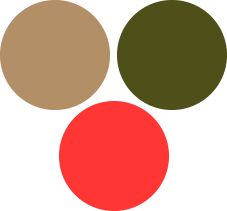 a traffic light that is red, green and brown with three circles on the top