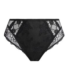 High-waisted panty LISE CHARMEL Sublime en Dentelle Feminine Lace Brief Bottoms, Feminine Fitted Bottoms With Contrast Lace, Sheer Lace Brief Bottoms, Feminine Lace Trim Brief Bottoms, Feminine Delicate Lace Brief Bottoms, Elegant Stretch Lace Briefs, Fitted High-cut Leg Bottoms With Delicate Lace, Elegant Fitted Bottoms With Lined Body, Elegant Lace Bottoms With Lace Trim