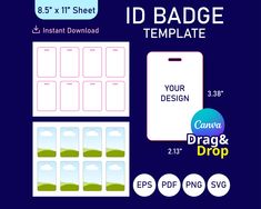 Id Badge Template, Background Canva, Badge Template, Id Card Template, Card Svg, Tag Template, Label Templates, Id Badge, Canva Template