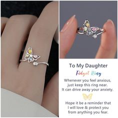 Shiny Crystal Zircon Butterfly Rings for Women Silver Color Girls Korean Sweet Cute Adjustable Rings For Women Silver, Butterfly Rings, Girls Korean, Rainbow Butterfly, Girly Gifts, Beauty Boutique, Butterfly Ring, Ring Minimalist, Mua Sắm