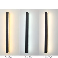 three different views of the same wall light, each with its own color and size