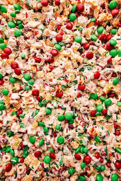 Christmas Snack Mix makes the perfect holiday treat, packed with cereal, pretzels, M&M's, and a creamy white chocolate coating! Xmas Chex Mix Christmas, Christmas Chex Party Mix Recipes, Crispix Snack Mix Recipe Christmas, White Chocolate Trail Mix Recipes, Pretzel Mix Snacks, Chex Mix With M&ms, Holiday Chex Mix Christmas, White Chocolate Chex Mix Recipes, Christmas Mix Snack