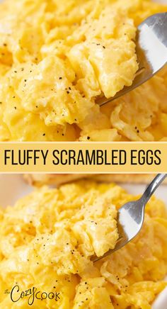 fluffy scrambled eggs topped with pepper Easy Fluffy Scrambled Eggs, Scrambled Egg With Cheese, Easy Scrambled Eggs For One, Best Way To Make Scrambled Eggs, Fluffy Eggs Scrambled Recipes, Ihop Scrambled Eggs, Fluffy Scrambled Eggs With Cheese, Eggs Recipes For Breakfast Easy, The Best Scrambled Eggs Ever