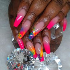 Finger Nail Designs Summer, Neon Spring Nails 2024, Vibrant Nails Short, Spring Nails 2024 Trends Coffin, Hot Nails Trends 2024, Bright Spring Nail Designs, Lisa Frank Nails Acrylic, Cute Spring Nails Acrylic Coffin, Solid Nail Color Ideas Spring